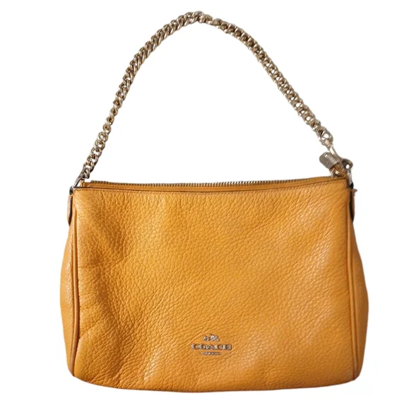 Coach Carrie Orange Pebbked Leather Handbag - Picture 12 of 13